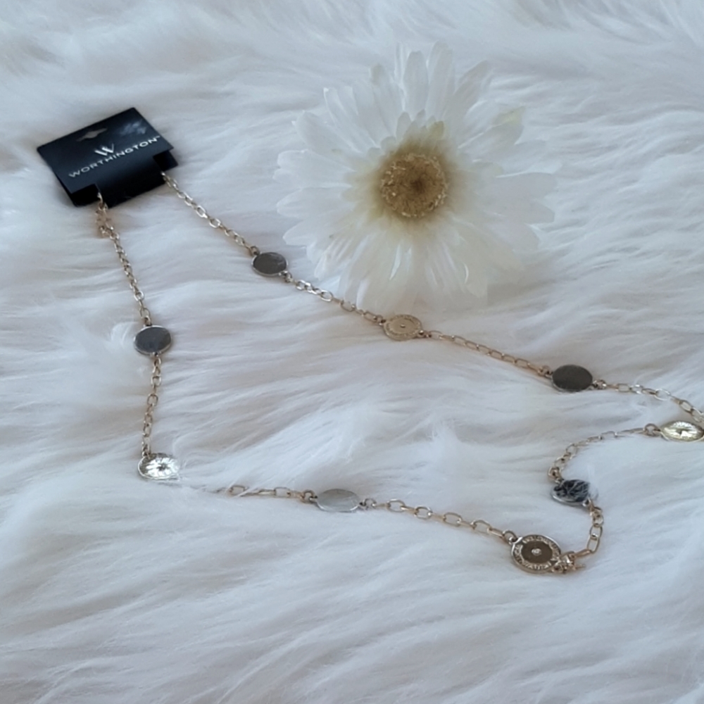GOLD AND SILVER DISK NECKLACE